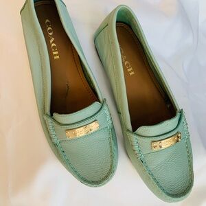 Coach Women's Light Green Leather Loafers